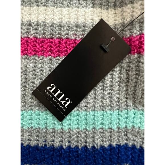 NWT A.N.A. Womens Gray Multicolor Striped V-Neck Pullover Sweater L MSRP $44 - Picture 8 of 16